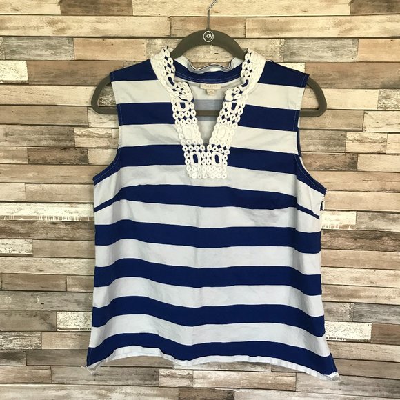 talbots Tops - Talbots top womens Medium Navy blue and white striped Nautical
